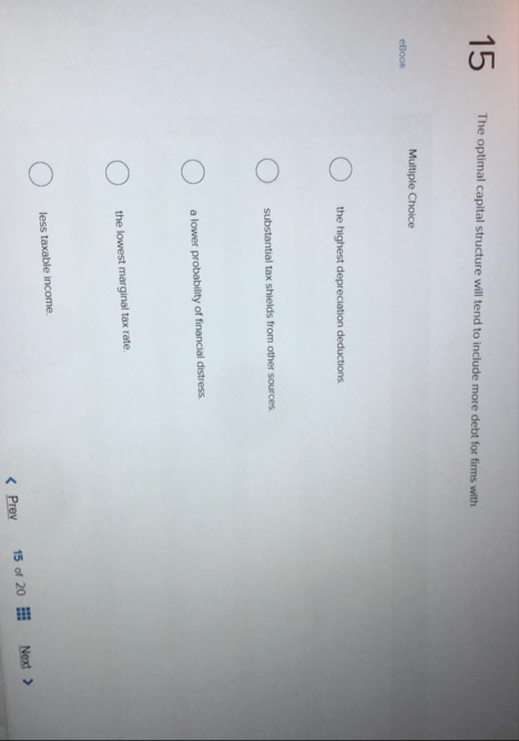 1 5 The optimal capital structure will tend to
