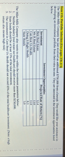 Item # 1 b . Portfolio Selection ( Use pages 3 7