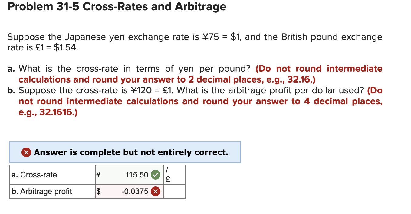 Problem 3 1 - 5 Cross - Rates and Arbitrage