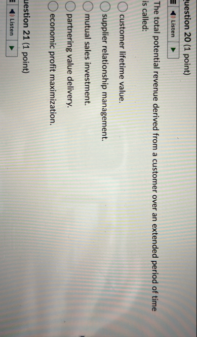 uestion 2 0 ( 1 point ) The total potential