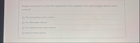 Budgets are based on what the organization has