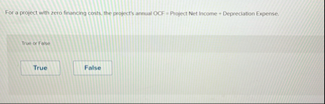 For a project with zero financing costs. the