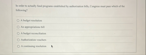 In order to actually fund programs established by