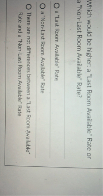 Which would be higher: a "Last Room Available"