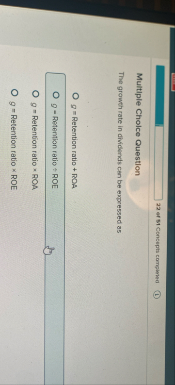 2 2 of 5 1 Concepts completed Multiple Cholce