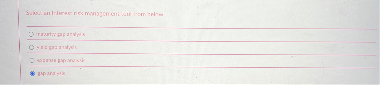 Select an Interest risk management tool from