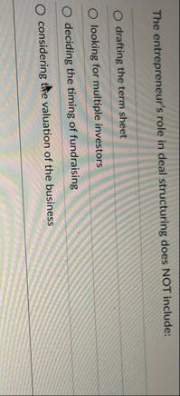 The entrepreneur's role in deal structuring does