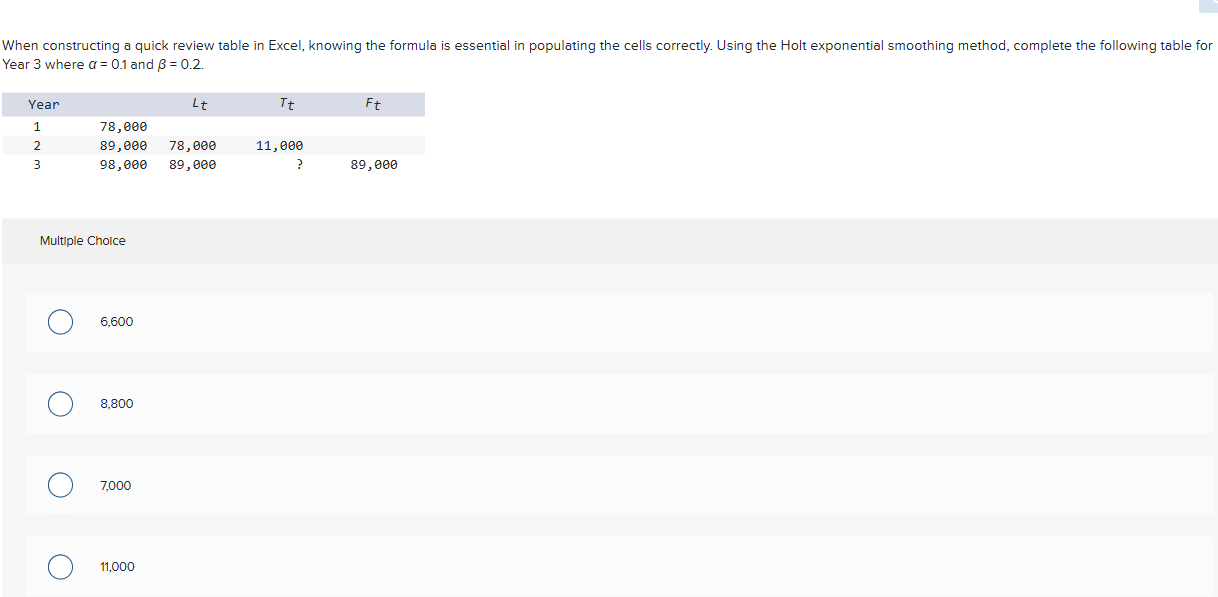 ans When constructing a quick review table in