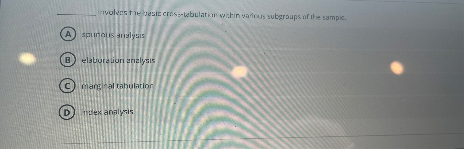 involves the basic cross - tabulation within