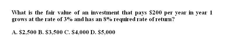 General accounting question What is the fair