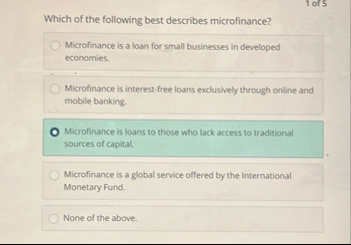 1 of 5 Which of the following best describes