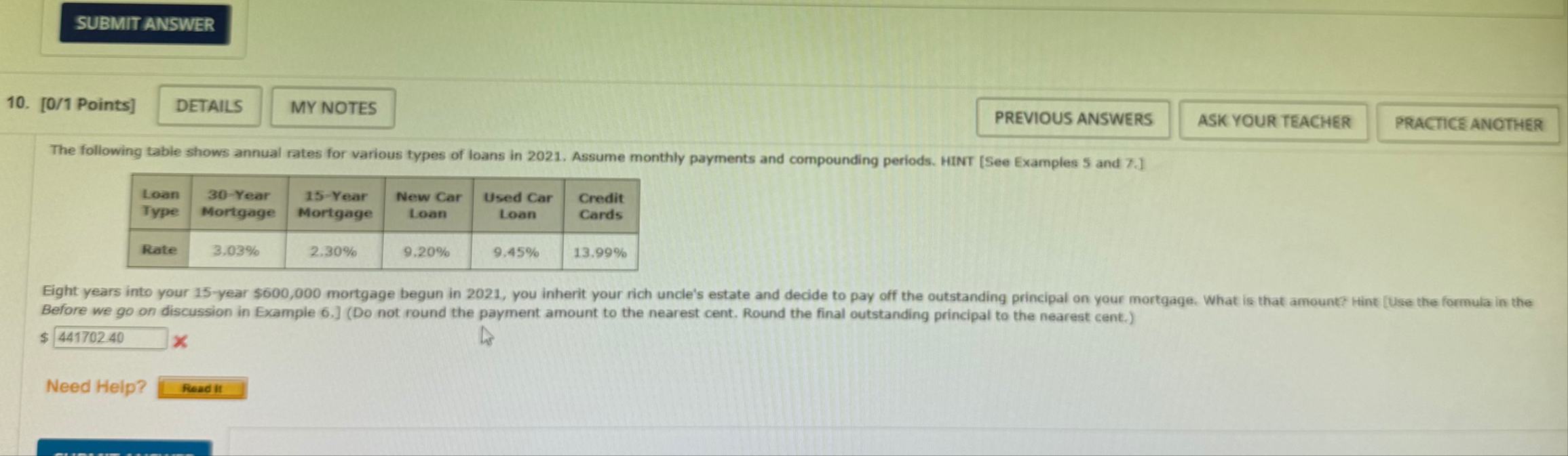 [ 0 / 1 Points ] The following table shows annual