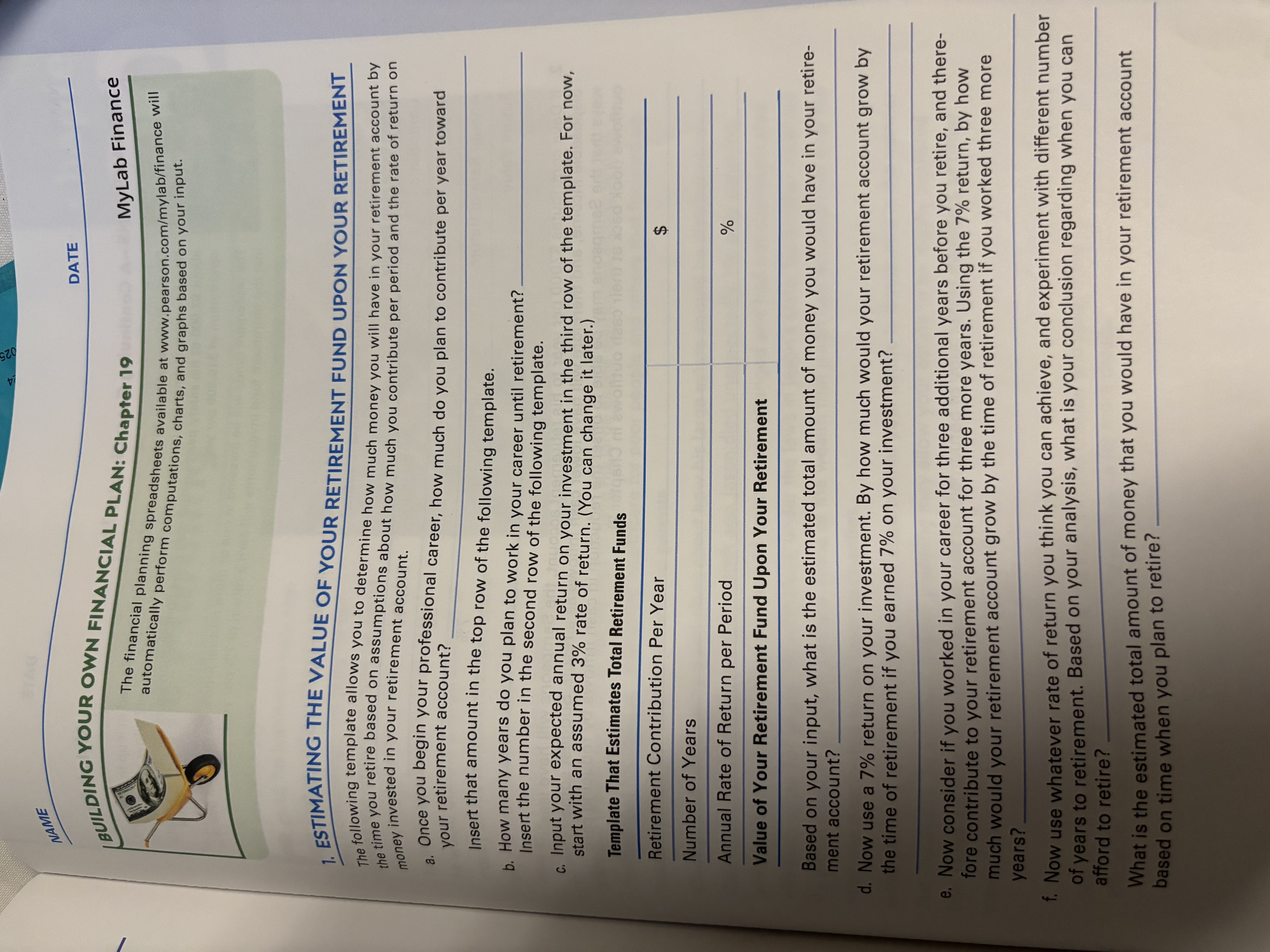 NAME DATE BUILDING YOUR OWN FINANCIAL PLAN: