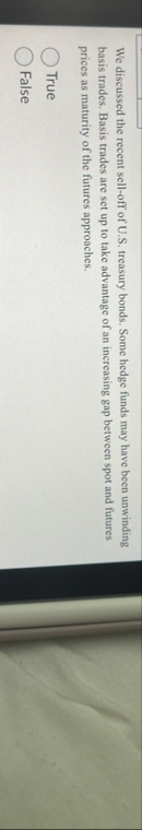 We discussed the recent sell - off of U . S .