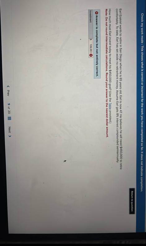 Check my work mode : This shows what is correct