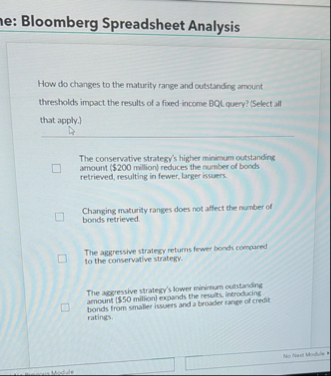 Bloomberg Spreadsheet Analysis How do changes to