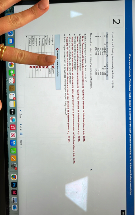 Check my work mode : This shows what is correct