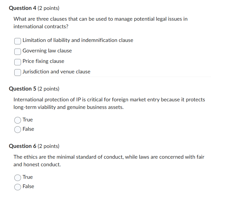pls ans Question 4 (2 points) What are three
