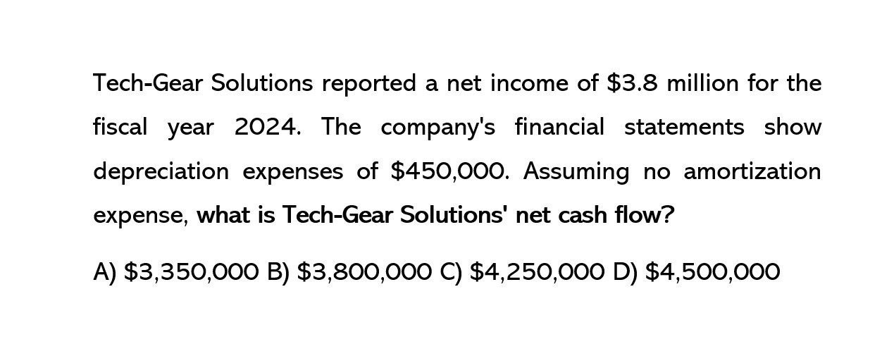 what is tech gear solutions net cash flow???