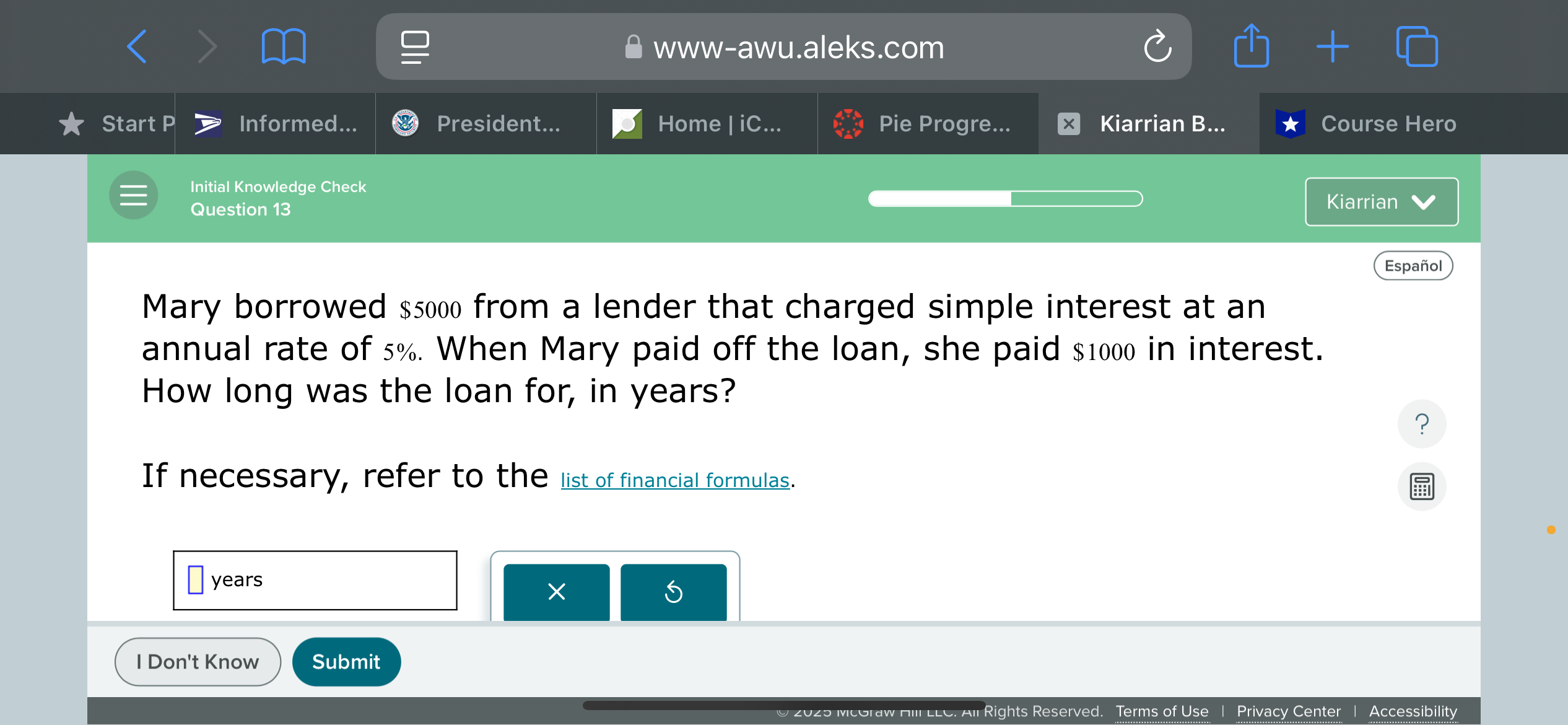 > m 2 awww-awu.aleks.com C + Start P >>