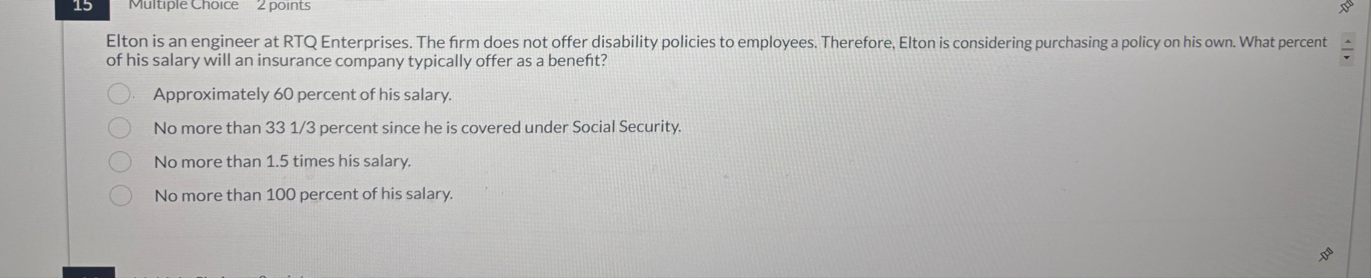 Multiple Choice 2 points Elton is an engineer at