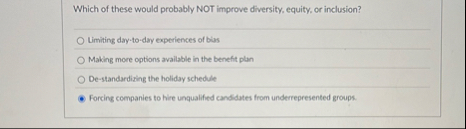 Which of these would probably NOT improve