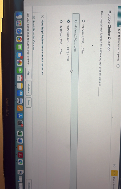 1 7 of 1 9 Concepts completed ( i ) Due in less