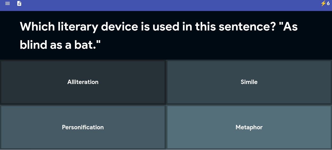 ans E $6 Which literary device is used in this