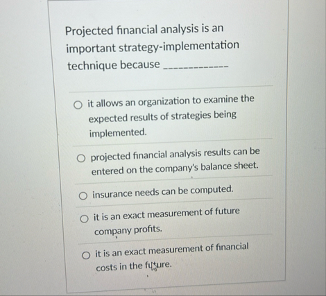 Projected financial analysis is an important