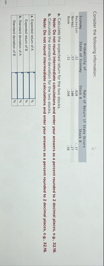 Consider the following information: \ table [ [