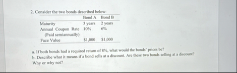 Consider the two bonds described below: \ table [