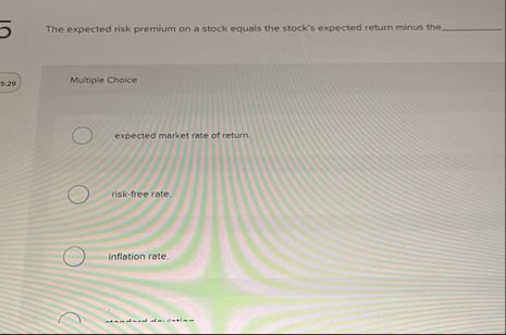 The expected risk premium on a stock equals the