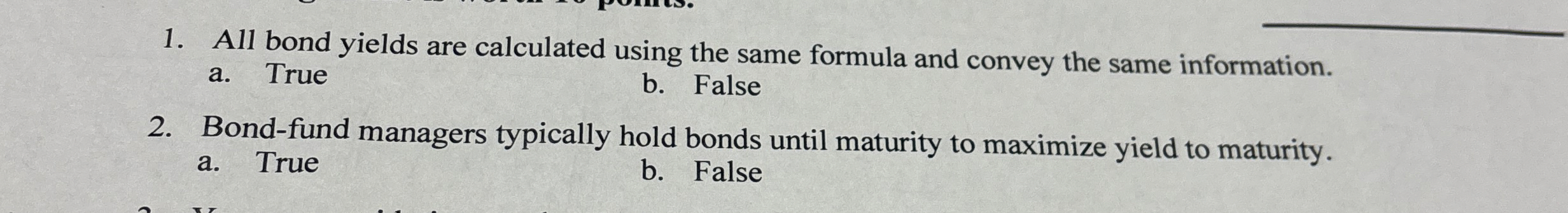 All bond yields are calculated using the same