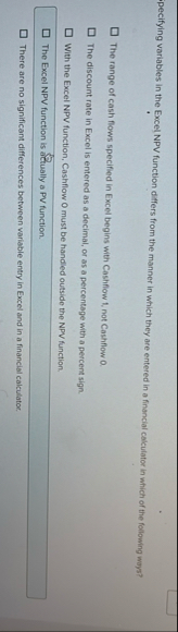 pecifying variables in the Excel NPV function
