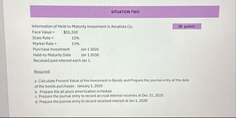 SITUATION TWO \ table [ [ Information of Held -