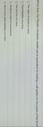 What does the Moody's Analytics model use as