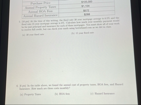 \ table [ [ Purchase Price,$ 1 0 5 , 0 0 0