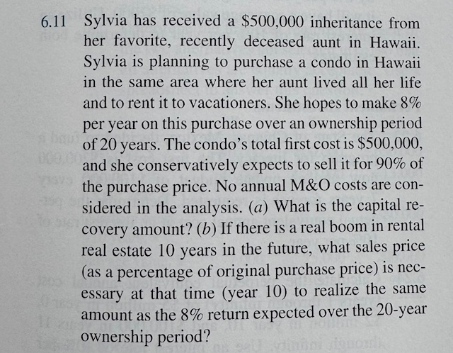 6 . 1 1 Sylvia has received a \ ( \ $ 5 0 0 , 0 0