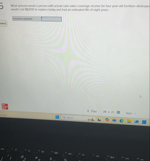 What amount would a person with actual cash value