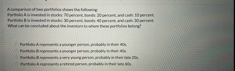 A comparison of two portfolios shows the
