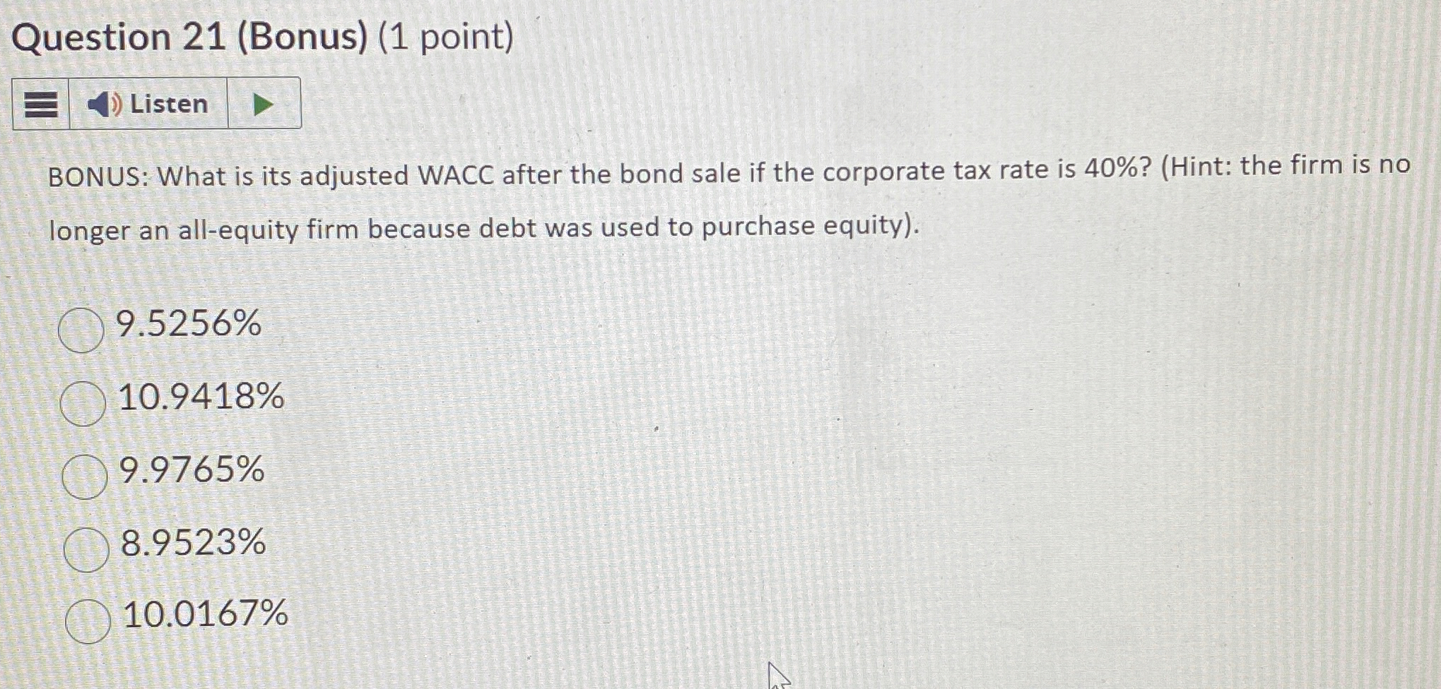 Question 2 1 ( Bonus ) ( 1 point ) BONUS: What is