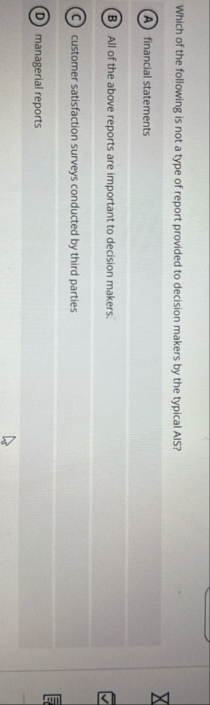 Which of the following is not a type of report