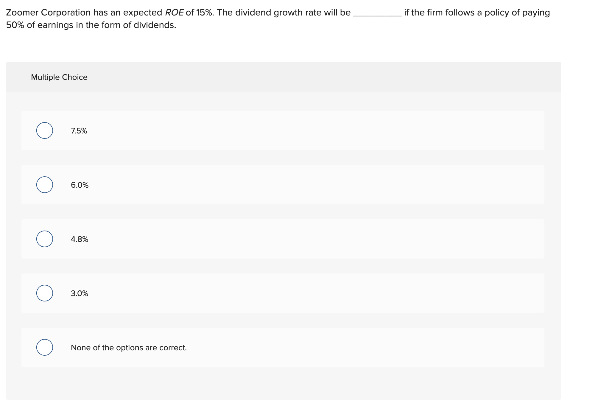 Zoomer Corporation has an expected \ ( R O E \ )