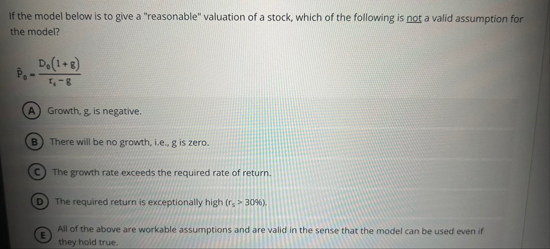 If the model below is to give a "reasonable"