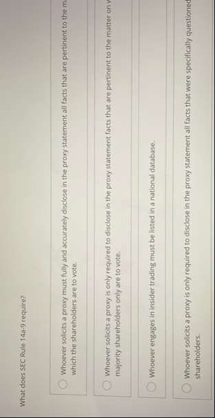 What does SEC Rule 1 4 a - 9 require? Whoever