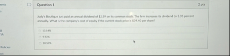 Question 1 2 pts annually. What is the compory's