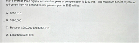 Max's average three highest consecutive years of