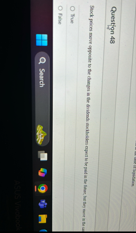 Question 4 8 Stock prices move opposite to the