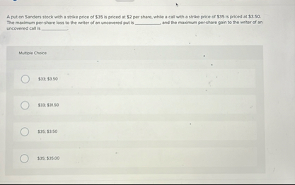 A put on $ anders stock whth a 1 trike price of $