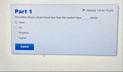 Part 1 Attempt 1 5 for 1 0 pts . Securties whose